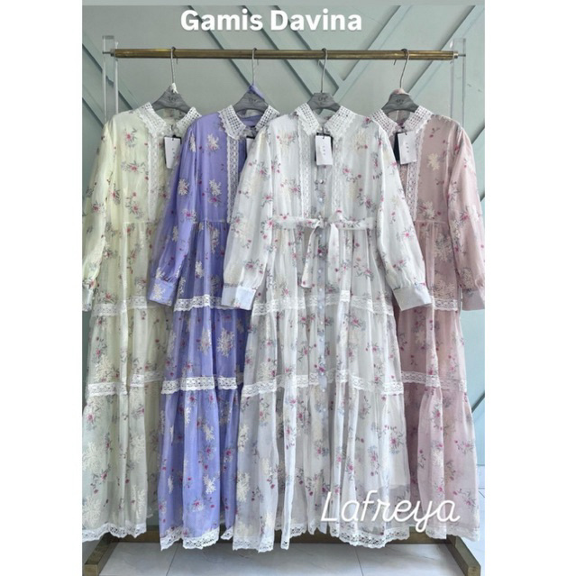 gamis davina, dress lfy, gamis kev, gamis bkk, gamis putih, white maxi, dress katun bordir, gamis ey