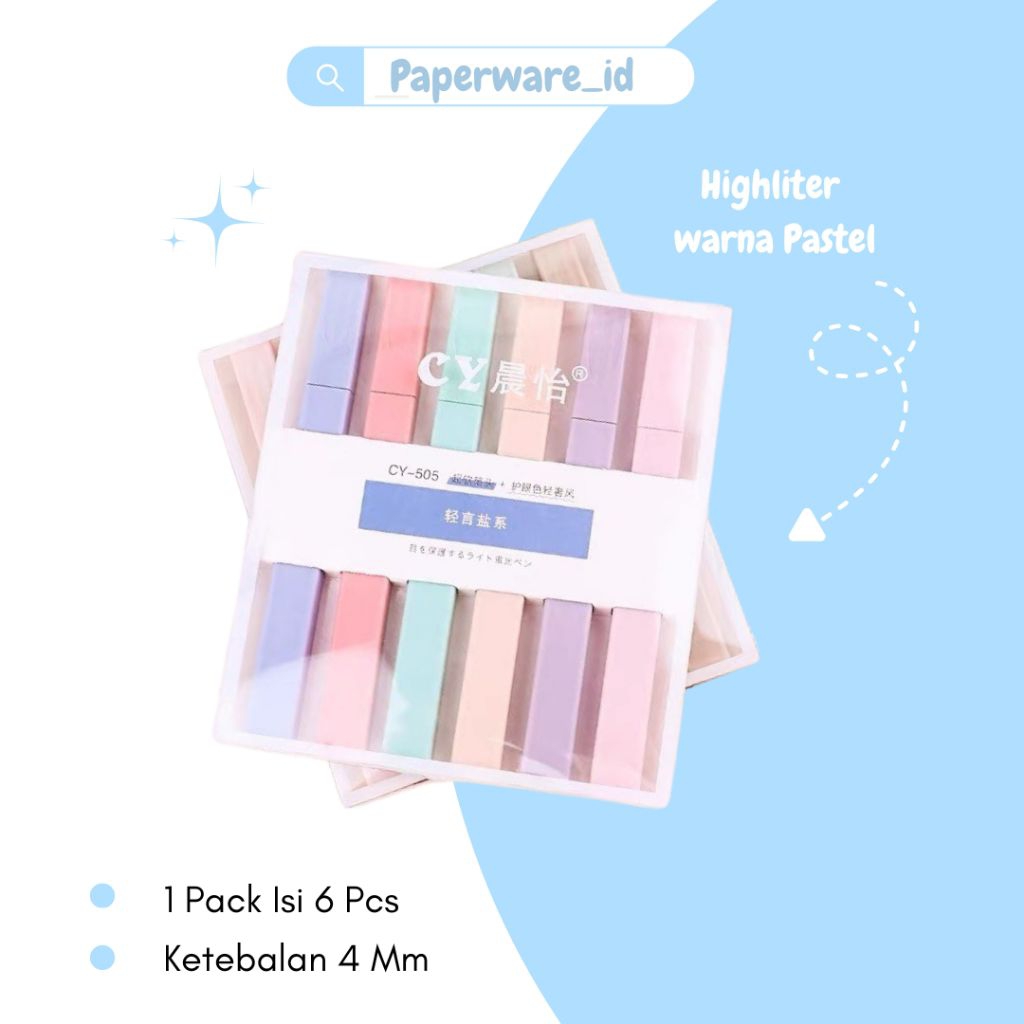 stabilo highliter pastel isi 6 pcs / 1 set stabilo warna pastel / set highliter warna pastel