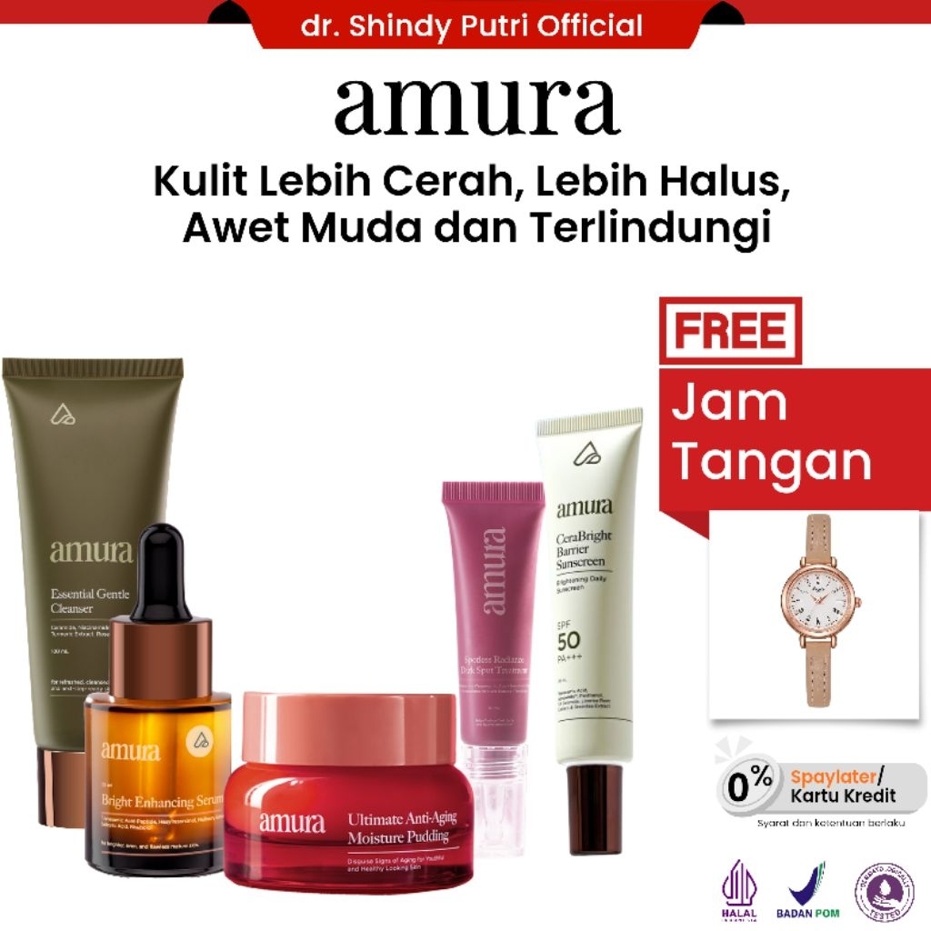 Amura Brightening & Anti-Aging Set – Cleanser, Serum, Dark Spot, Moisturizer & Sunscreen (Free Jam)