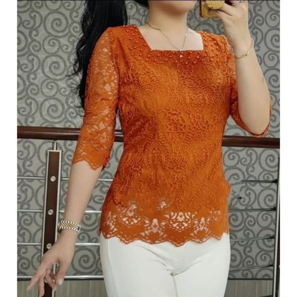 Blus kebaya brokat premium model chantika terbaru atasan wanita