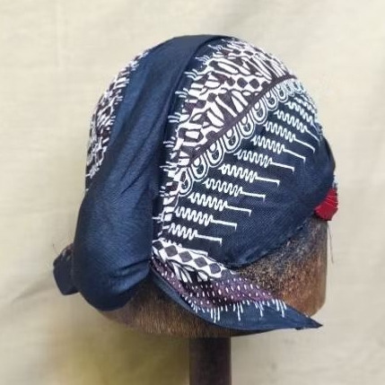 Blangkon Mataram Jogja cuci lipat full jahitan tanpa kertas motif tengahan putih, adat Jawa, pakaian