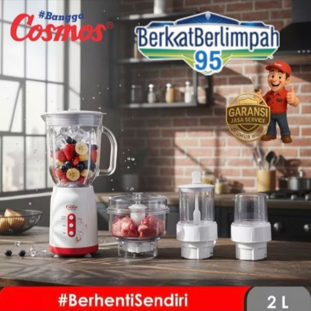 COSMOS CB-812 GC (100% ORI) Blender Kaca Otomatis Jumbo 2L 4IN1 380W