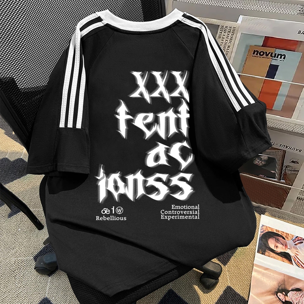 Kaos stripe hitam pria distro | Kaos olahraga oversize | Kaos pria kece | T shirt casual | Hem cowok