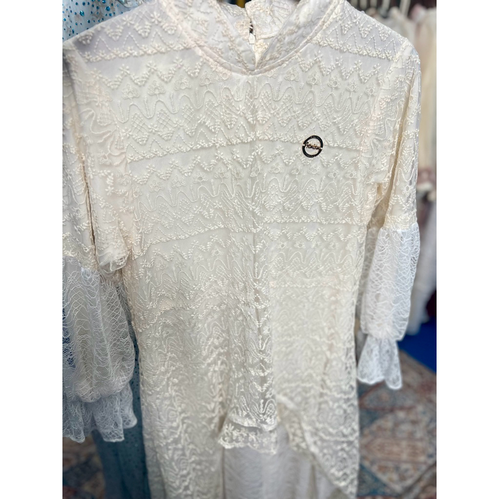 Kode R.002848 *Gamis Broklat Premium* warna Putih Tulang