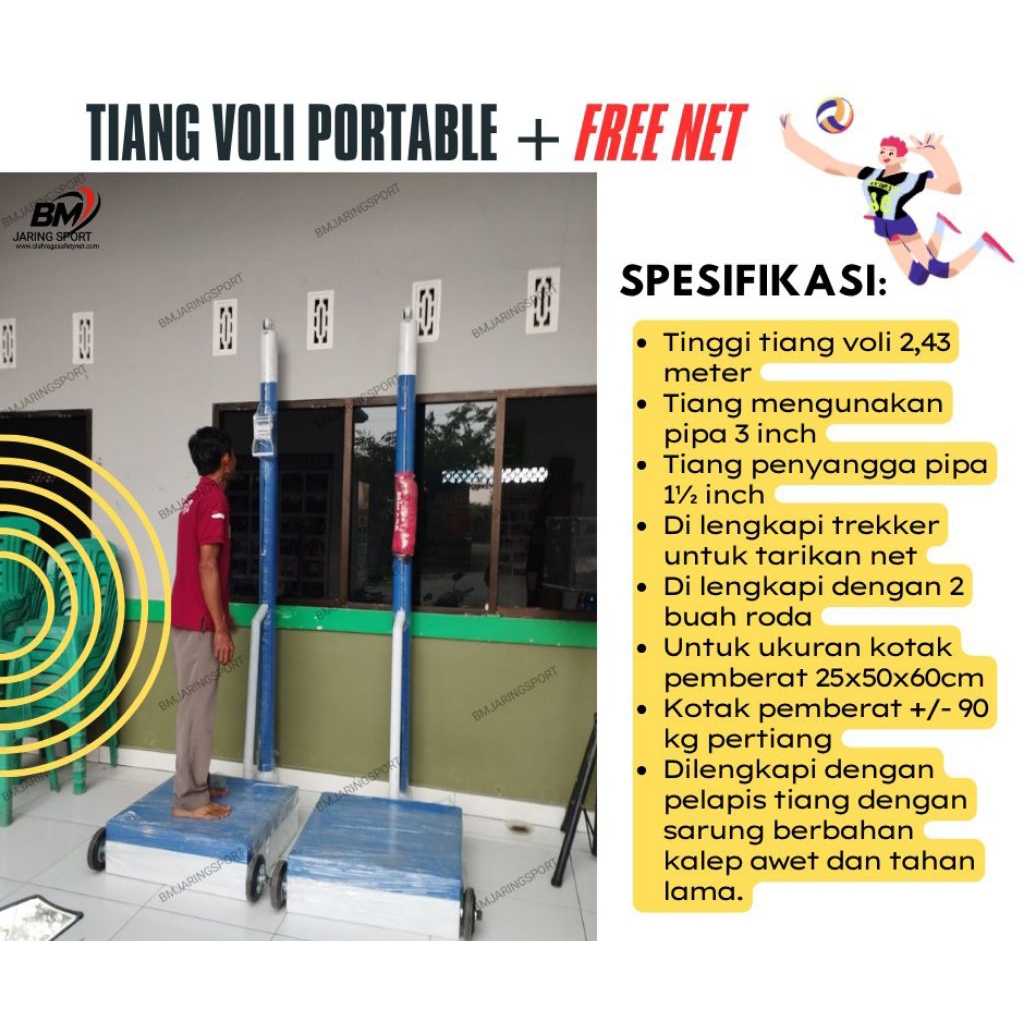 TIANG NET VOLI PORTABLE (free net)