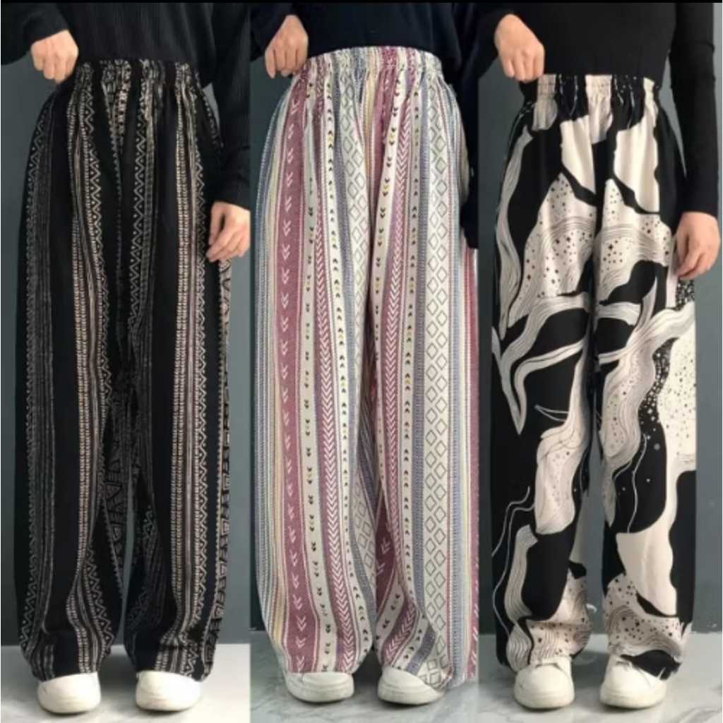 Kulot Hommy Panjang Wanita Bahan Rayon Viscose Celana Kulot Rayon Motif Bunga-Bunga Premium