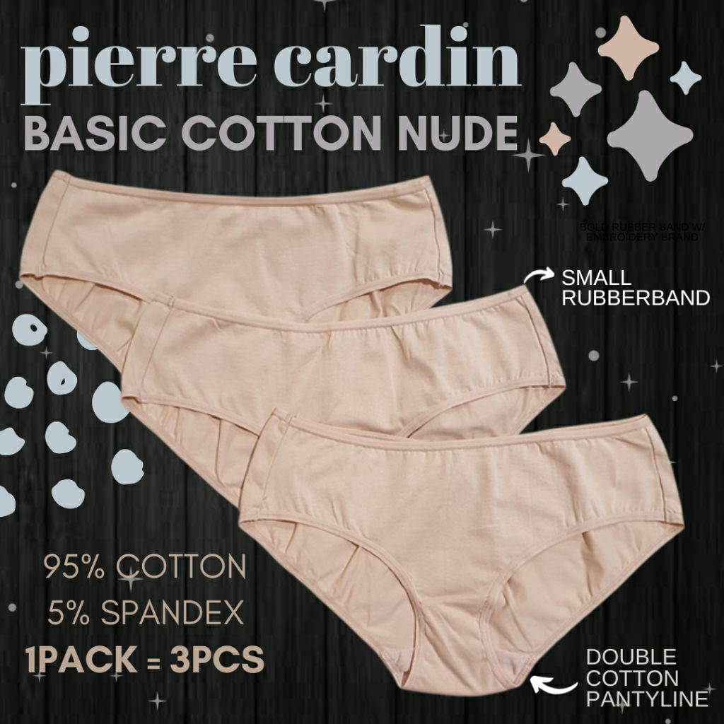 pierre cardin basic cotton nude panty pack/celana dalam wanita branded katun