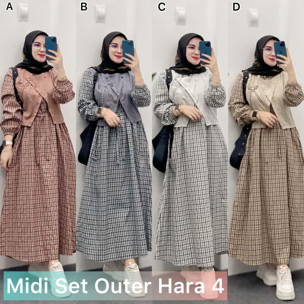 MIDI SET OUTER NARA/MIDI TARTAN/MIDI DRESS KATUN HARUKA