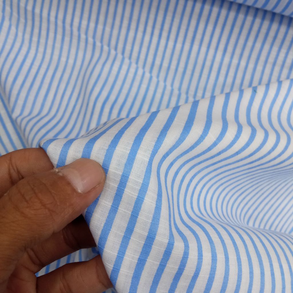 KAIN KATUN LINEN SALUR BIRU AIR WITH