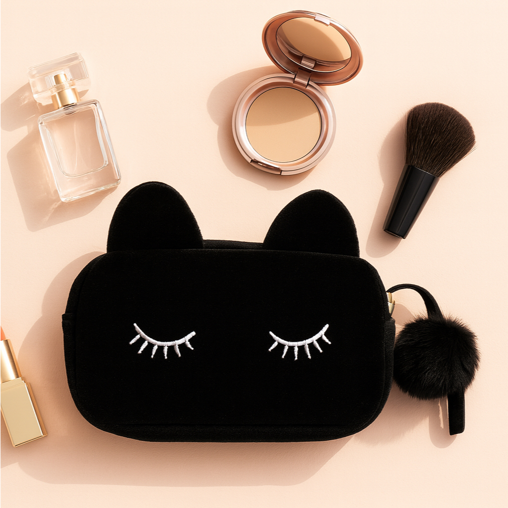 Tas Kosmetik Dompet Make Up Simple Simpel Cat Bulu Cosmetic Bag Clutch Purse Pouch Lucu