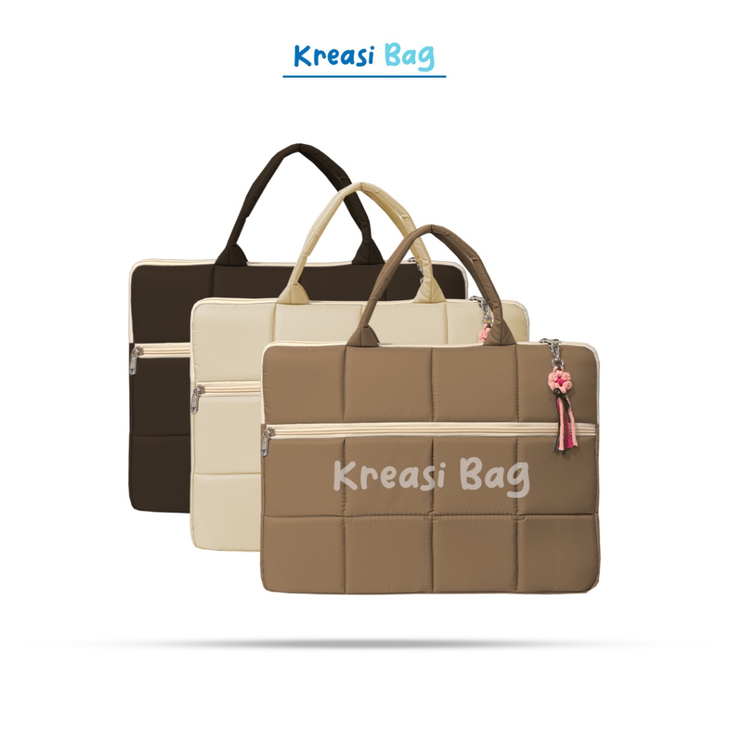 Tas laptop puffy splashproof tas totebag softcase laptop jinjing pria wanita 14-15 inch Premium