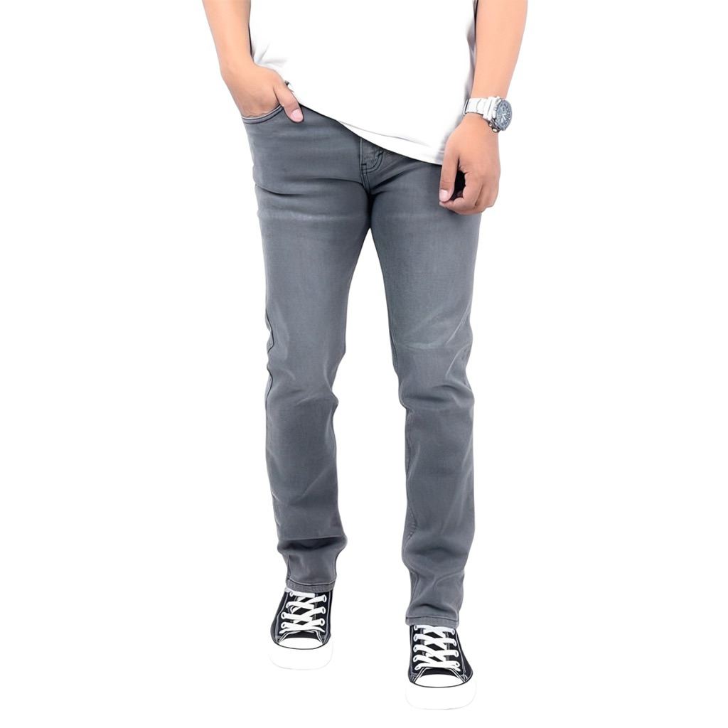 Celana Panjang Jeans KRGR Original Warna Abu Cerah Slim-Fit