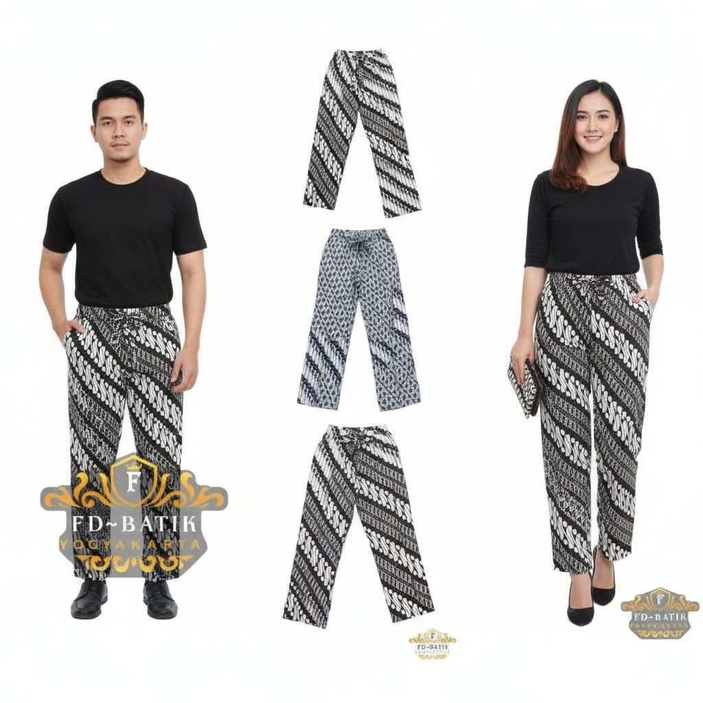 Celana Panjang Kulot Motif Batik Bahan Santung Rayon celana pria wanita