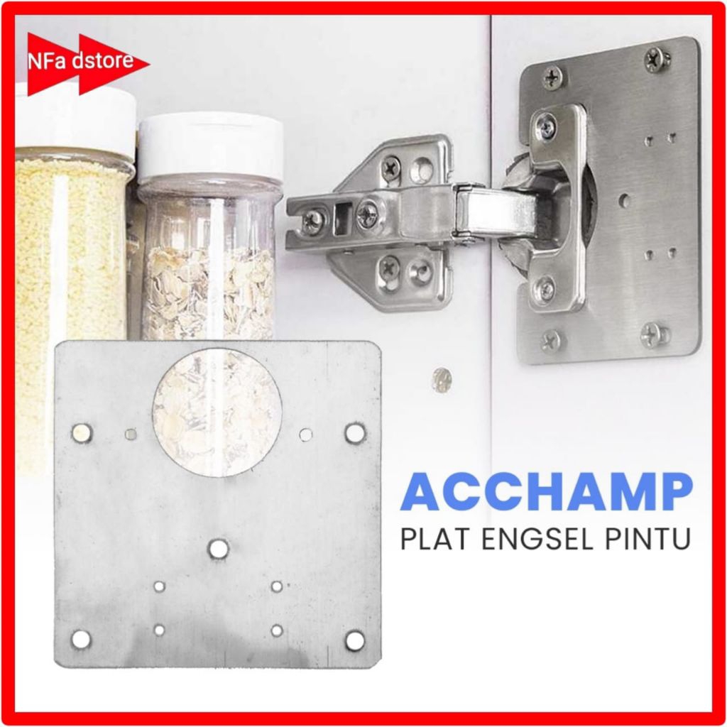 Plat Engsel Perbaikan 9x9cm Pintu Kabinet Plat Engsel Sendok 35mm Stainless Plate Pintu Cabinet Furn