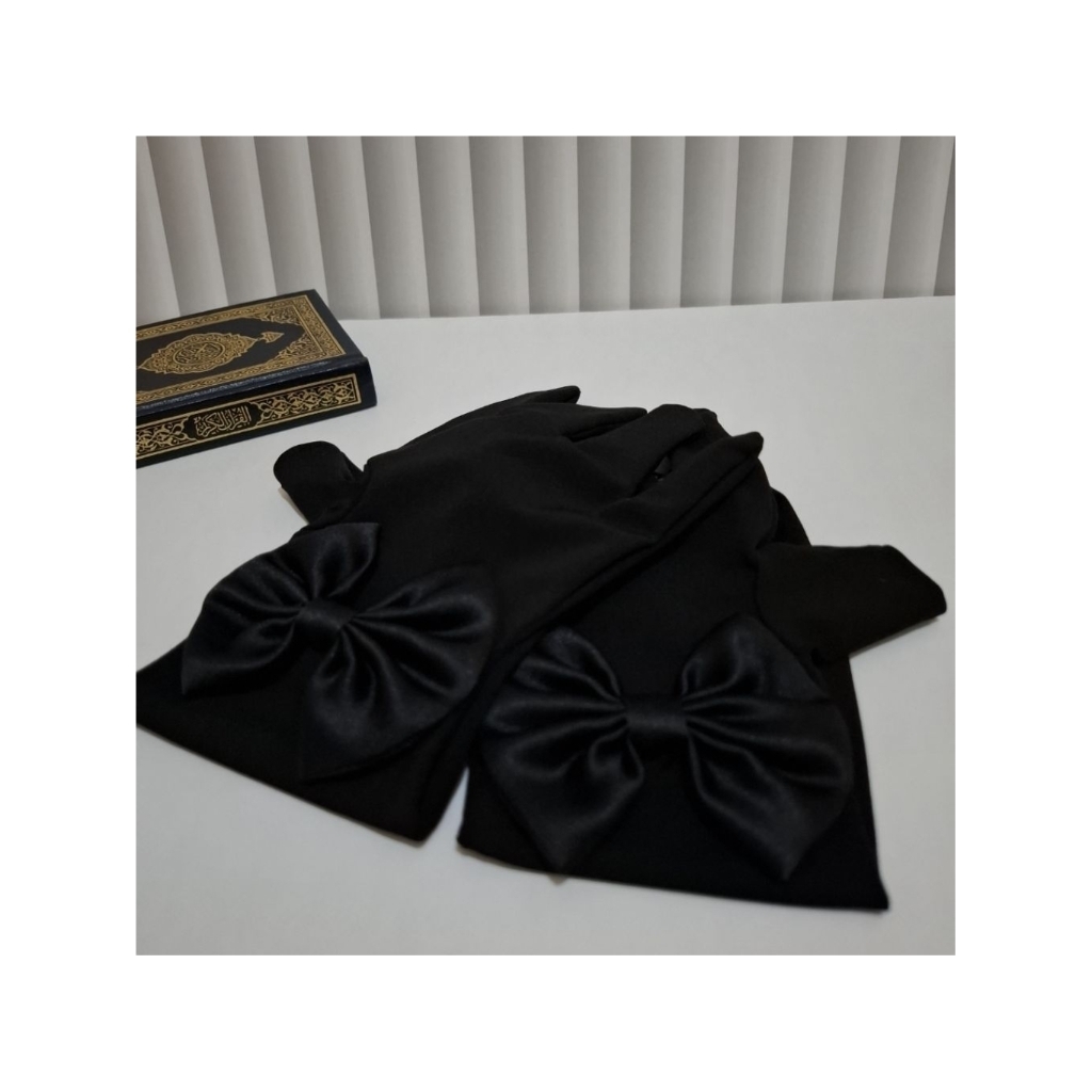 sarung tangan muslimah touchscreen pita jersey premium