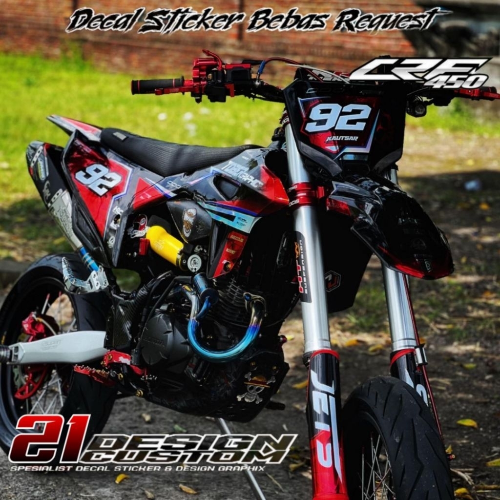 DECAL CRF 450 FULLBODY HITAM KOMBINASI MERAH TERBARU 2025