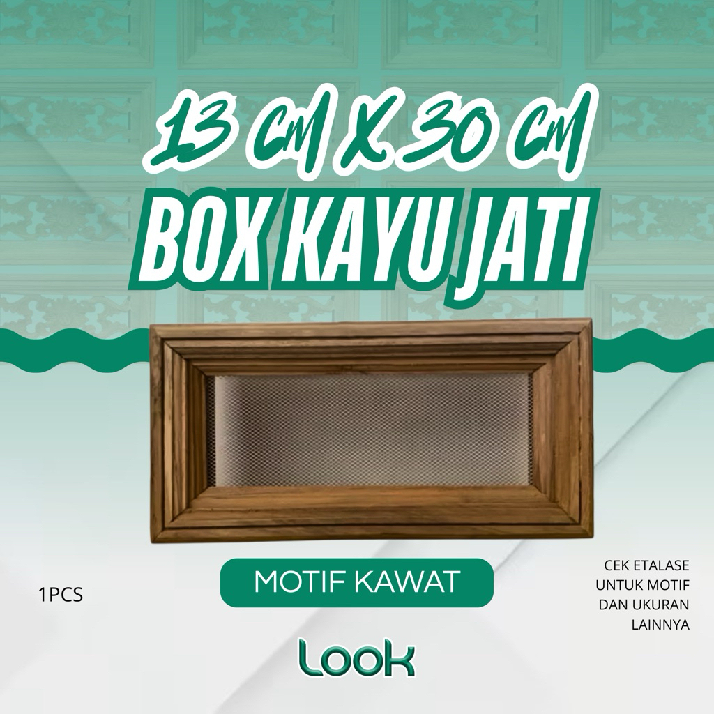 [ 13 X 30 ] Loster Box Kayu Jati | Ventilasi Udara Kawat Nyamuk MOTIF KAWAT