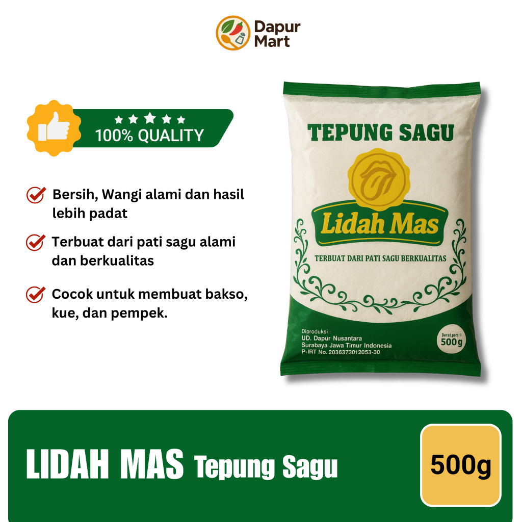 Tepung Sagu Aren 500g - Sagu Murni cocok untuk Bakso dan Cilok - Sagu Aren - Lidah Mas