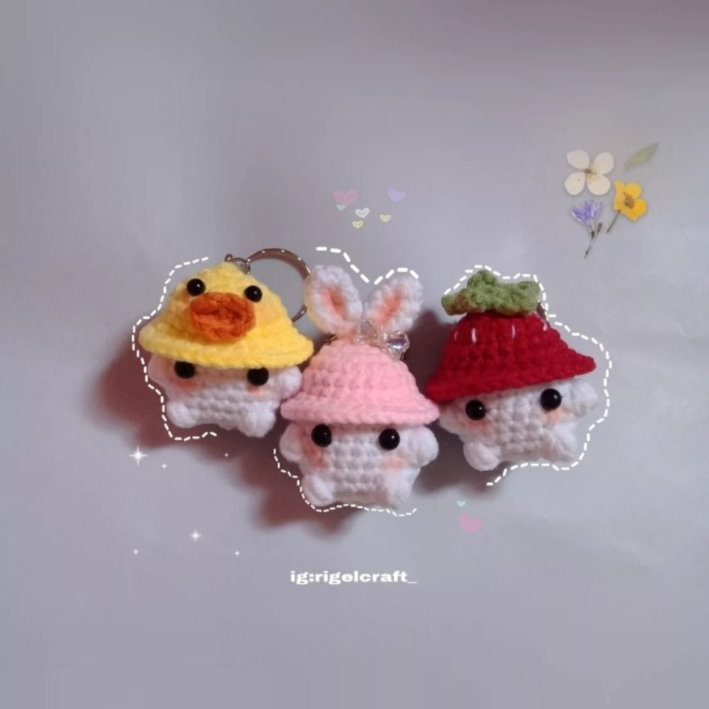 mushroom gantungan kunci tas rajut, gunci mushroom, gunci rajut, gantungan tas lucu, gantungan kunci