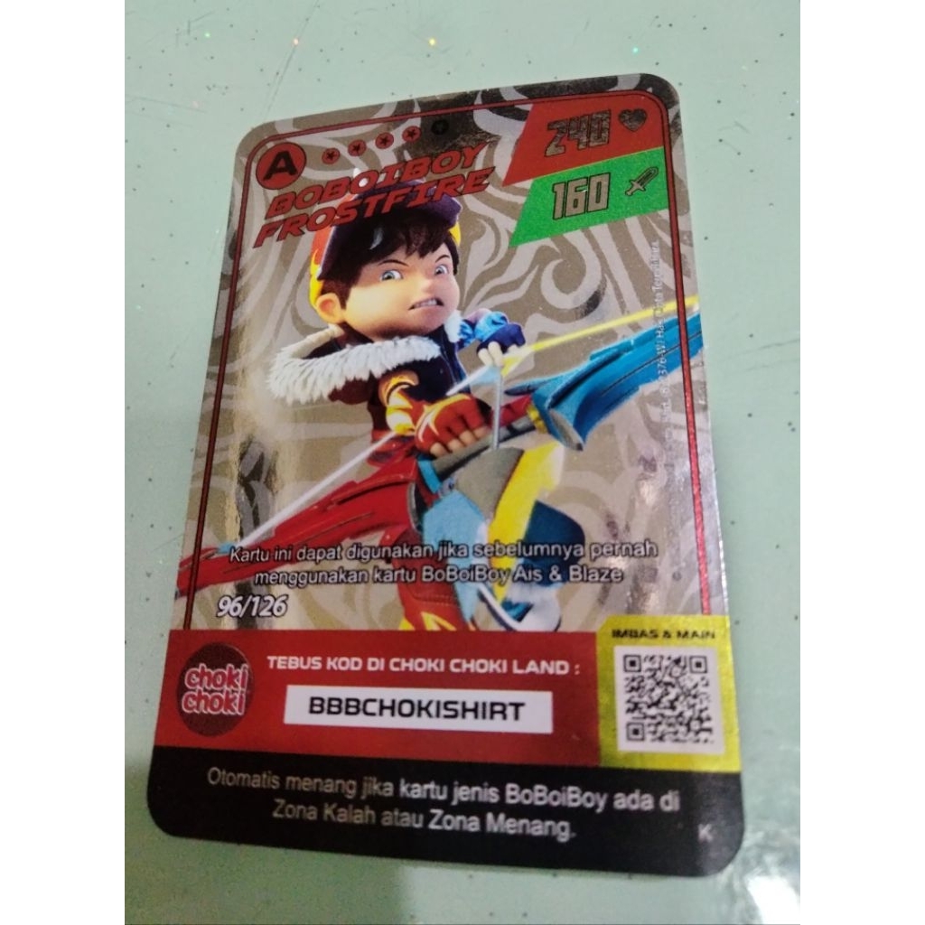 KARTU CARD BOBOIBOY FROST FIRE GRADE A 96/126 ORIGINAL