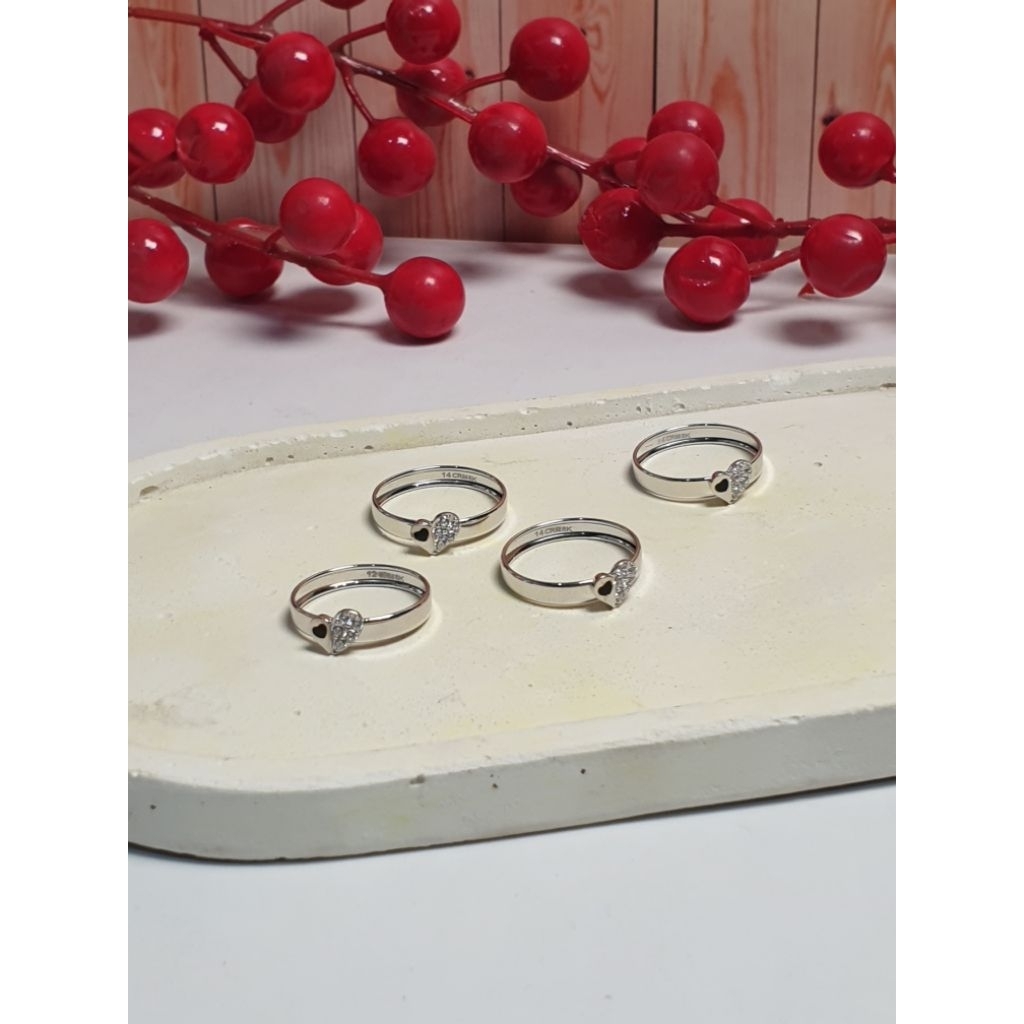 Cincin Emas Putih Asli Love Setengah 8K