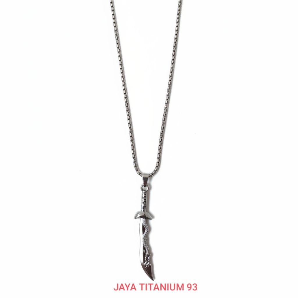 KALUNG TITANIUM PRIA ANTI KARAT LIONTIN PEDANG MODEL TERBARU