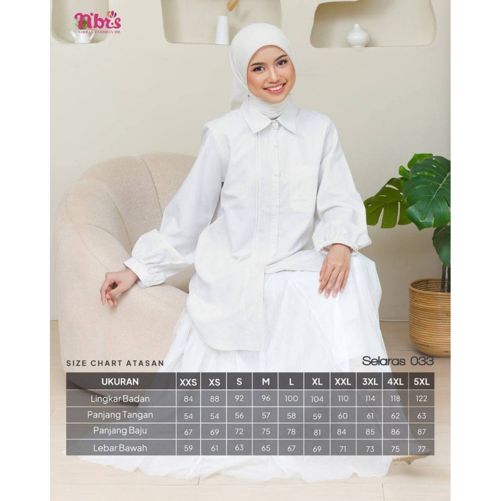 ATASAN NIBRAS SELARAS 033, ATASAN NIBRAS HITAM, ATASAN NIBRAS PUTIH, ATASAN WANITA HITAM PREMIUM, AT