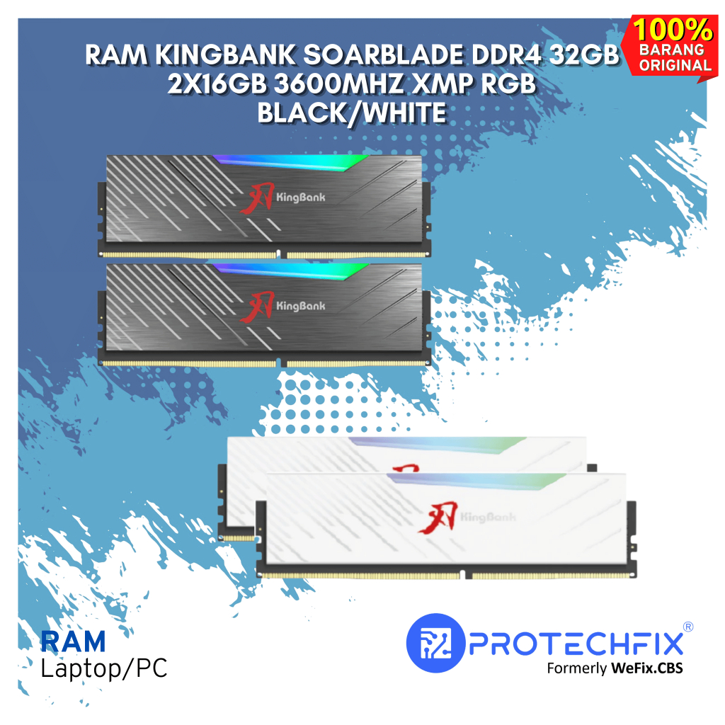 RAM KINGBANK SOARBLADE DDR4 32GB 2x16GB 3600Mhz XMP RGB Black/White