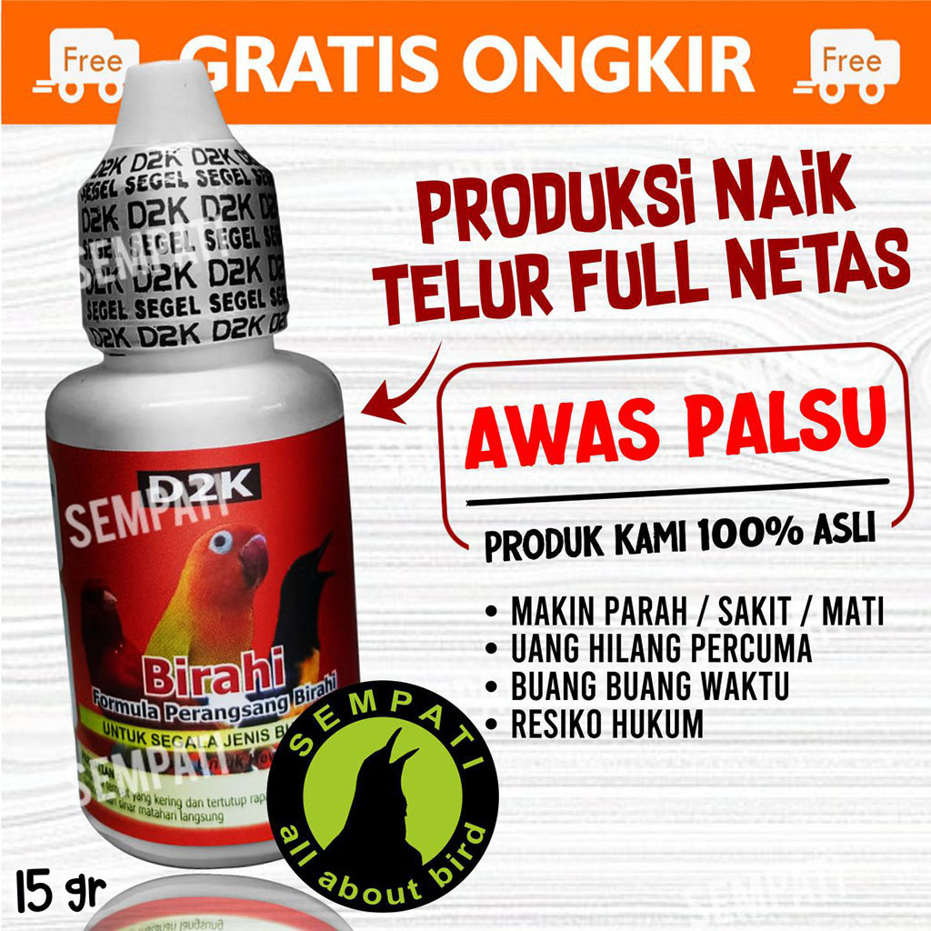 SEMPATI VITAMIN D2K BIRAHI VITAMIN TERNAK BREEDING BURUNG MURAI KACER KENARI LOVEBIRD PARKIT JANTAN 