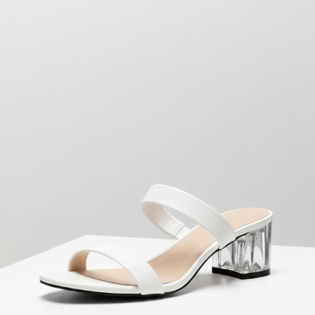 Sandal Korea hak tahu kaca 5cm kekinian