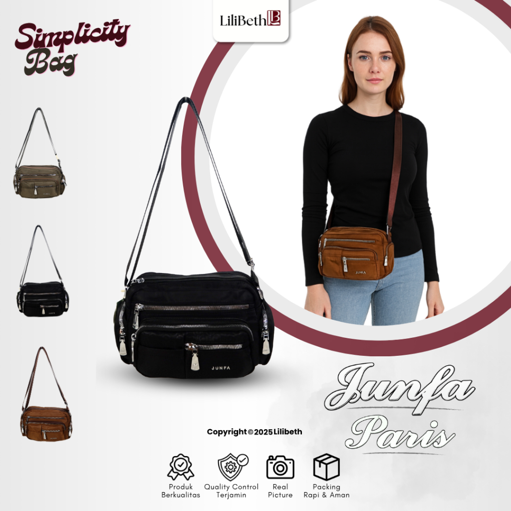 Tas Selempang Junfa Original Wanita Fashion Import Motif Diamond Sling Bag Perempuan Mewah