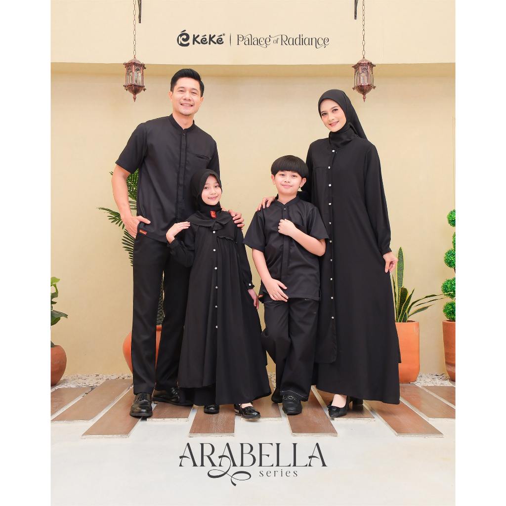 Sarimbit 2026 Sarimbit KeKe Terbaru 2026 Terbaru ARABELLA Series BLACK Baju Koko & Gamis Keluarga Wa