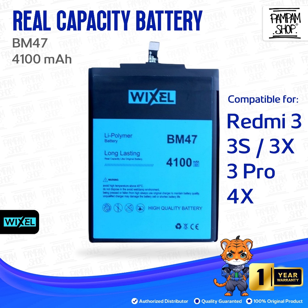 WIXEL ORIGINAL Baterai XiaoMi BM47 Redmi 3 3S 3X Pro Prime 4X Real Capacity Battery 100% Ori Batre B