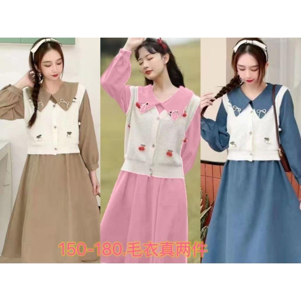 [COD]150-160-170-180 USIA 7-8-9-10-11-12TH DRES 2IN1 TUNIK VWST RAJUT CERI PREMIUM SUPER CANTIK AA_K