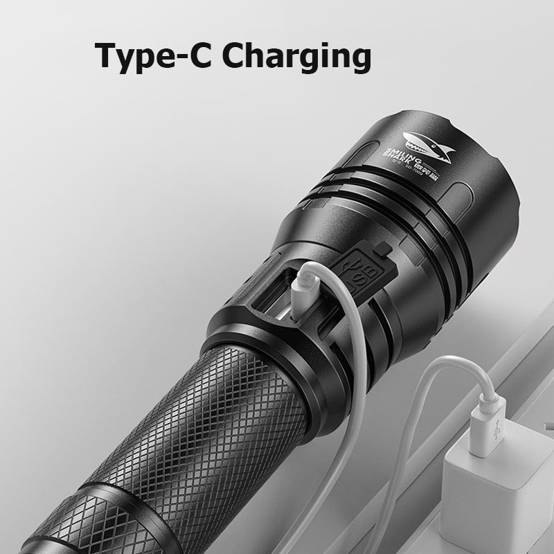 (READY SIAP KIRIM)Senter Smiling Shark SD7009 SmilingShark SD 7009 M80 Super Terang Powerbank Type-C