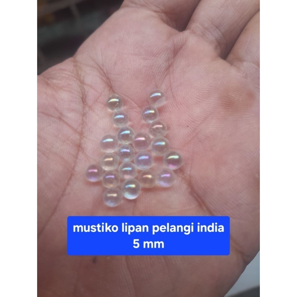 20 pcs ( 1 kodi ) batu akik bulat mini 5 mm kalimaya pelangi
