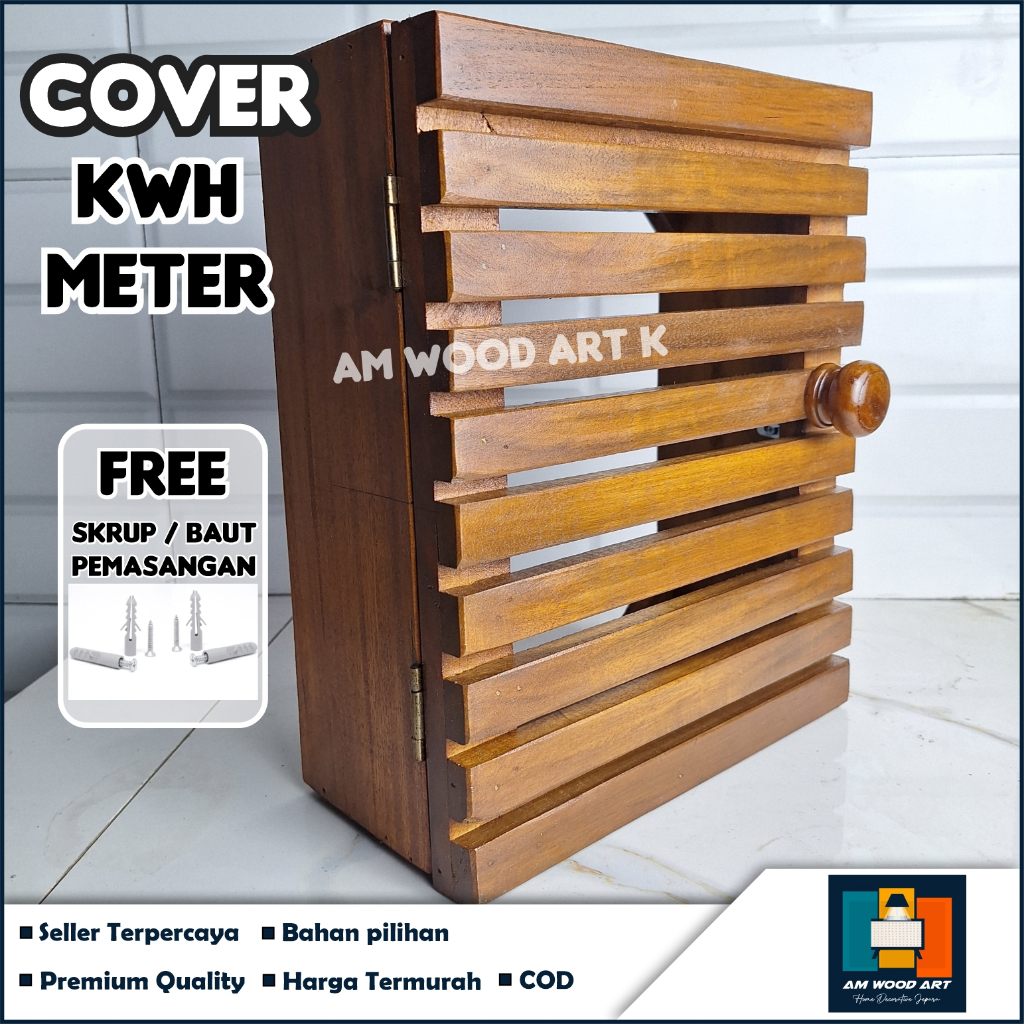 Cover KWH Meter & MCB Listrik Kayu Jati model horisontal / Wadah Meteran Listrik & skring MCB