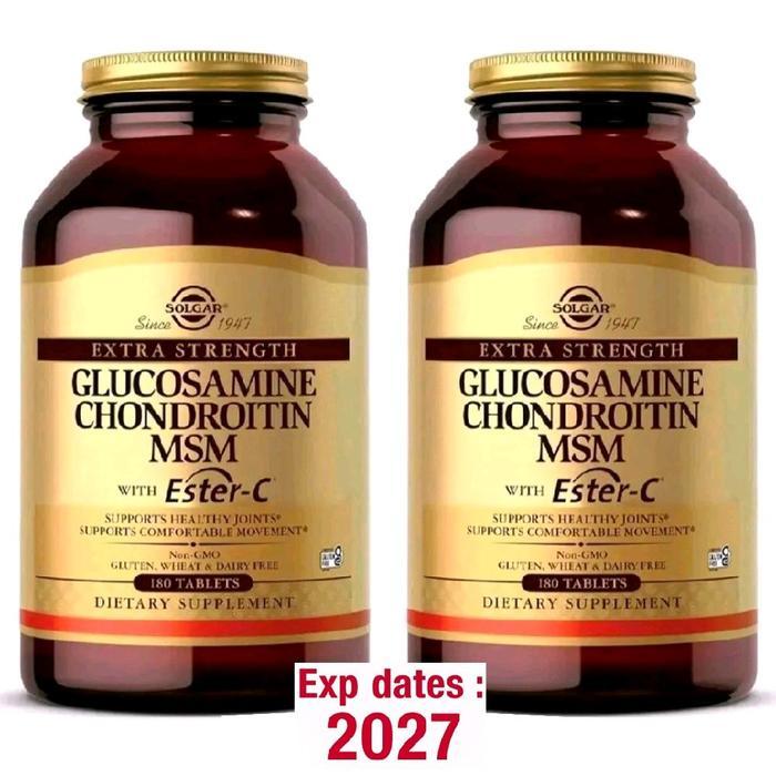 Solgar Suplemen Makanan Extra Strength Glucosamine Chondroitin MSM dengan Ester-C 180 Tablet OptiMSM