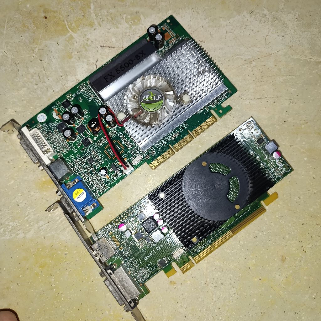 JUAL 2 VGA AGP NVIDIA FX-5500-8X NORMAL & AMD RADEON R5 240 1GB DDR3 MINUS