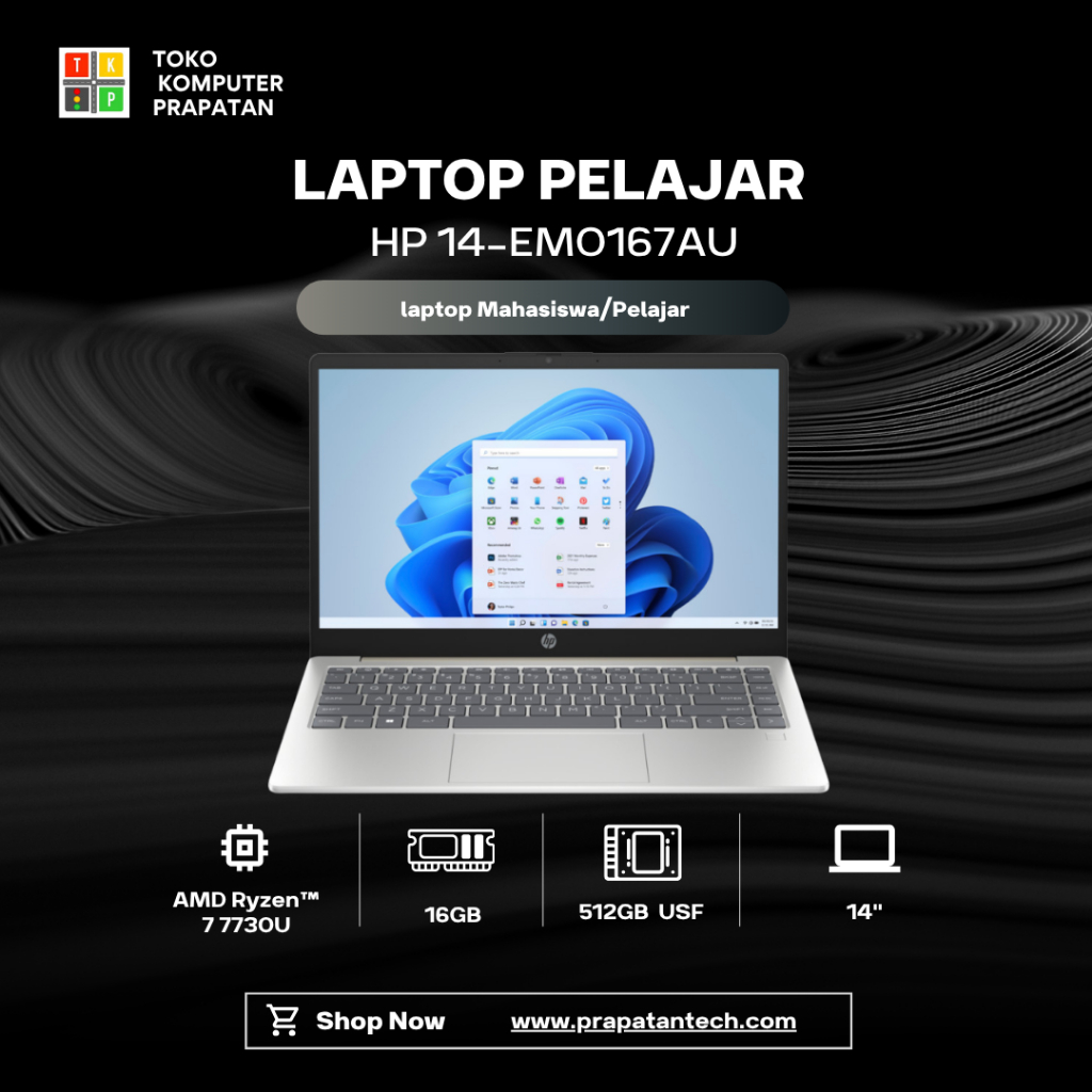 Laptop HP 14-EM0167AU AMD Ryzen 7 7320U 14 Inch