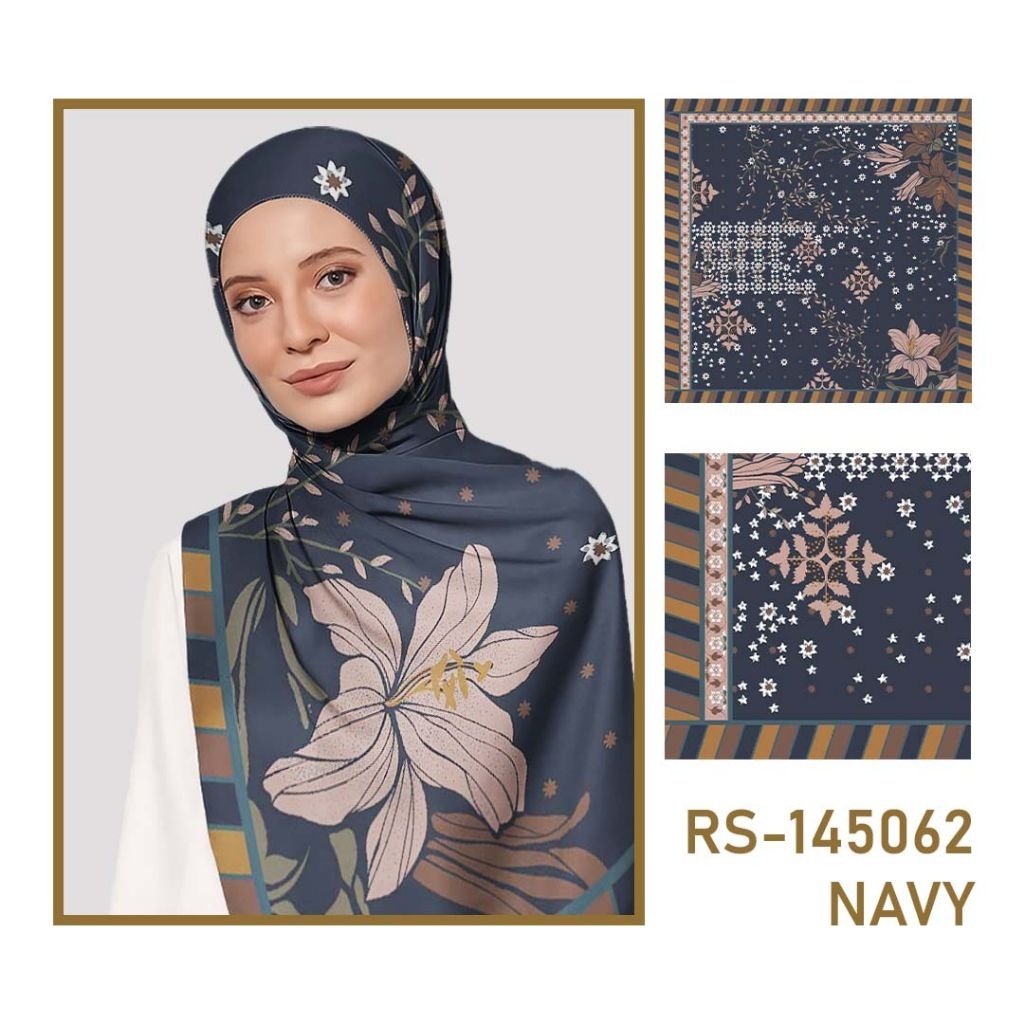 Jilbab Voal Premium Navy Motif  Kode: 145062