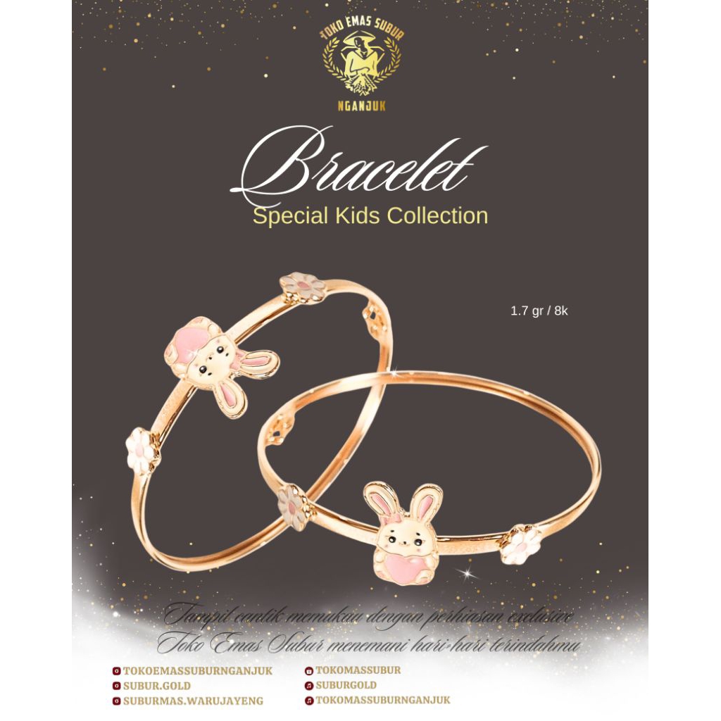 Gelang oval anak karakter kelinci