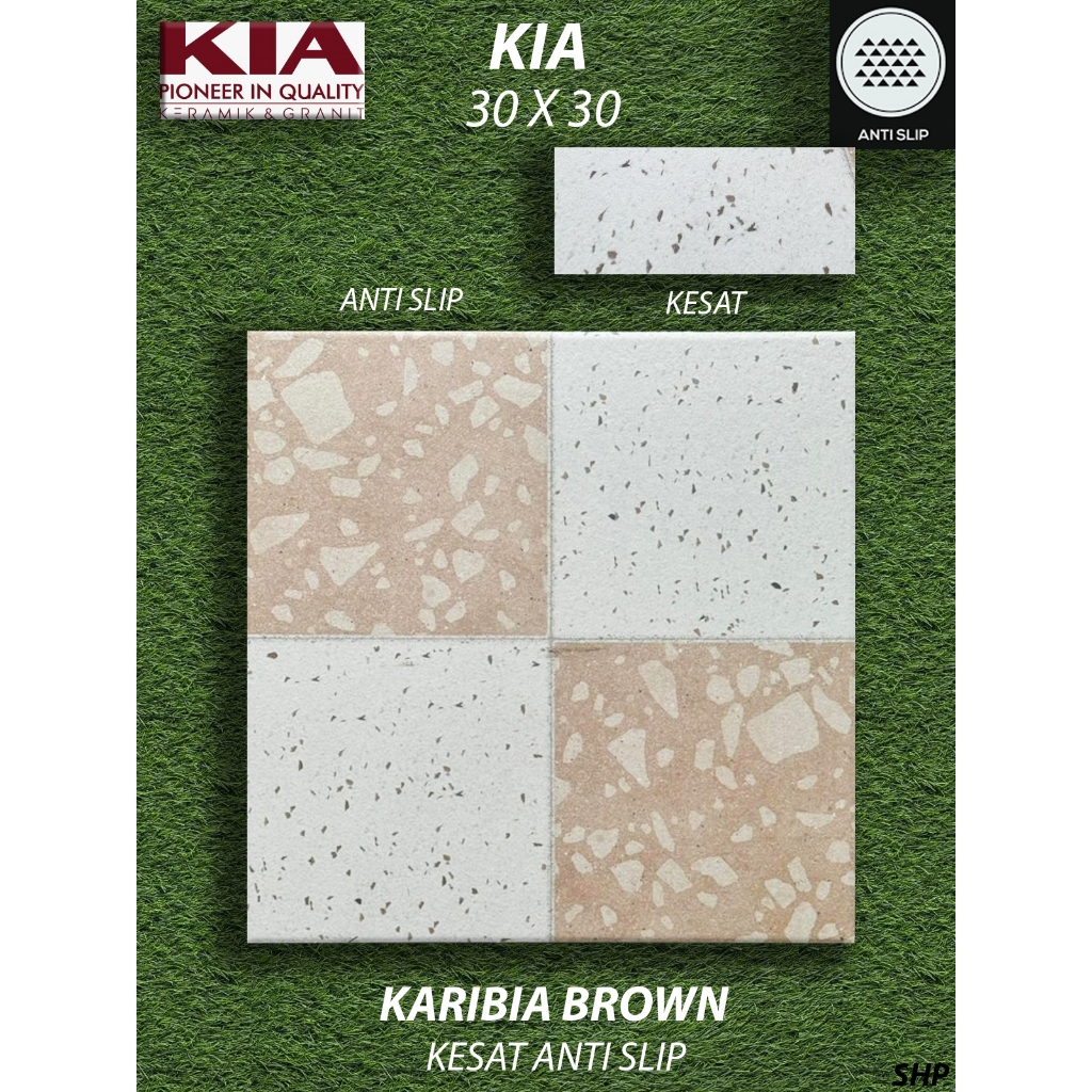 Keramik Lantai Kamar Mandi 30X30 KIA Karibia Brown Kesat Pekanbaru Riau, Motif Batu