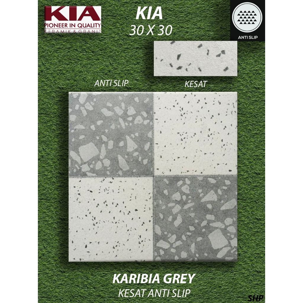 Keramik Lantai Kamar Mandi 30X30 KIA Karibia Grey Kesat Pekanbaru Riau, Motif Batu
