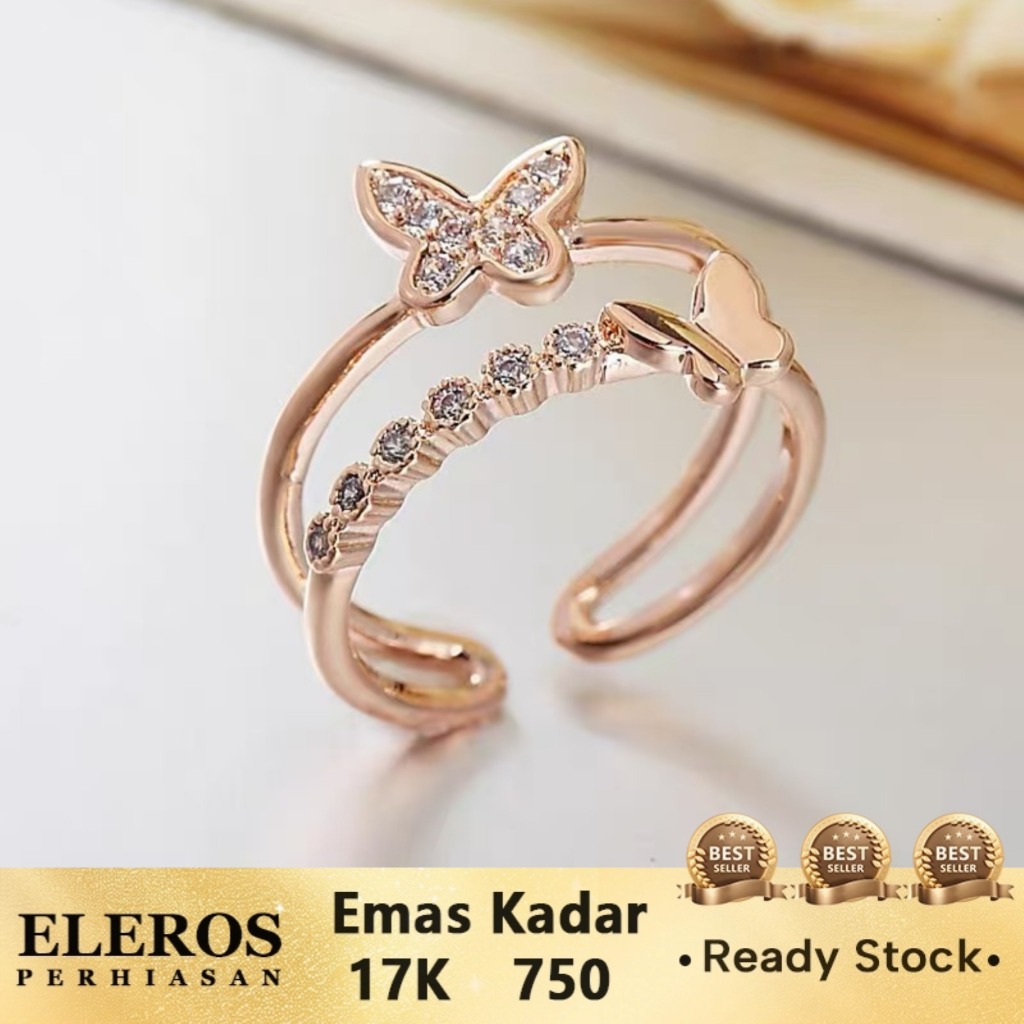 Cincin Emas Kupu-Kupu Mode Wanita 17k-1.52gr