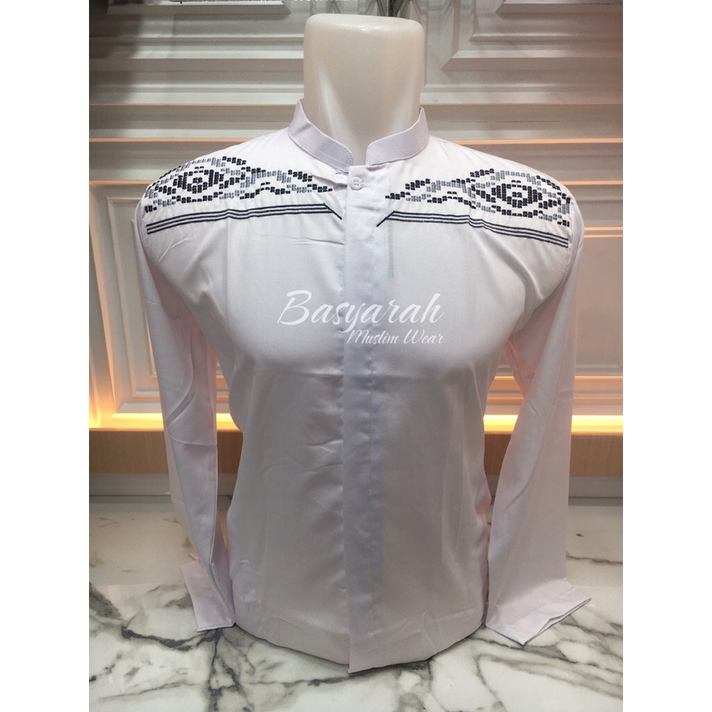 Baju Koko Pria Lengan Panjang Exclusiv / Baju Koko Putih Ibrahim Lengan Panjang