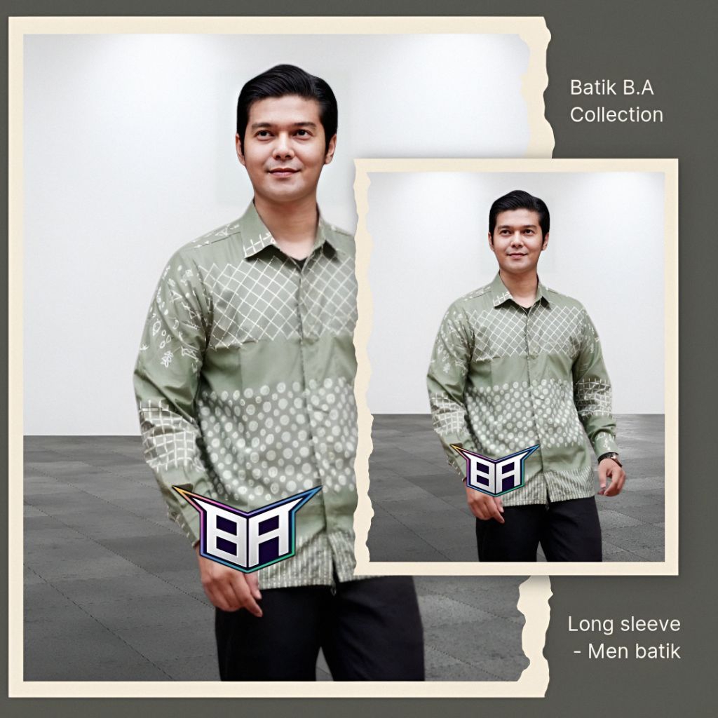 KEMEJA BATIK PRIA SAGE SIZE M L XL XXL BSWART HRB026 | KEMEJA BATIK HIJAU MUDA