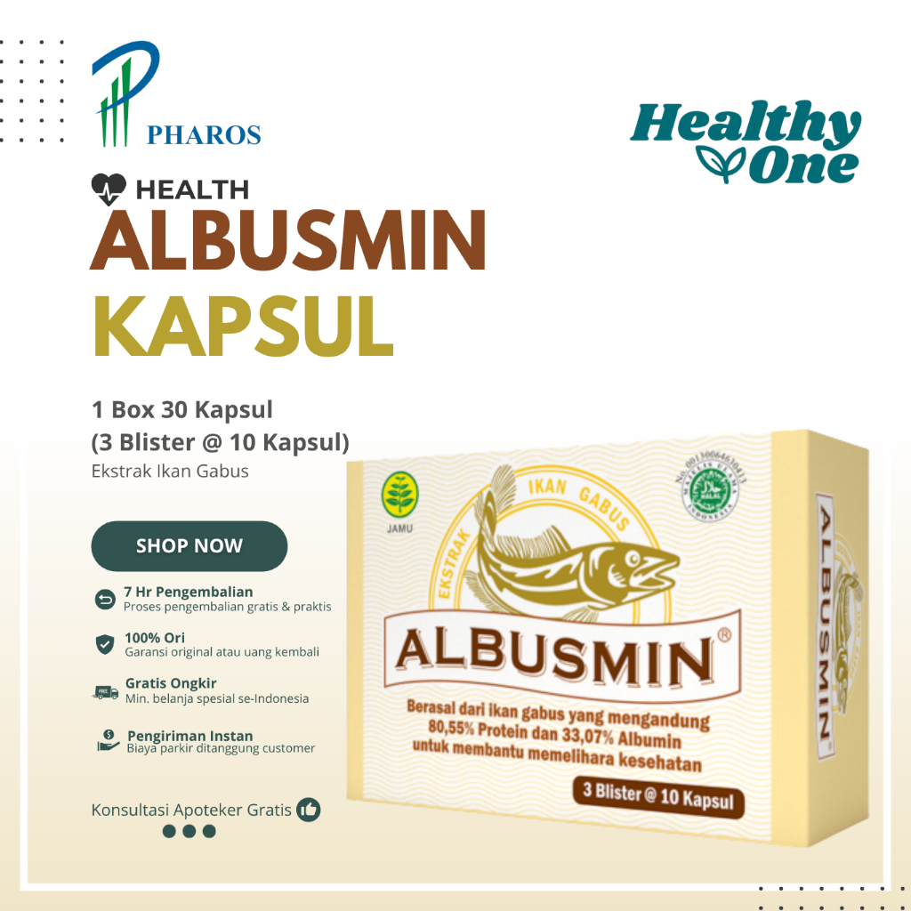 Albusmin 1 Box 3 Blister @ 10 Kapsul - 30 Kapsul / Ekstrak Ikan Gabus / Luka Bekas Operasi