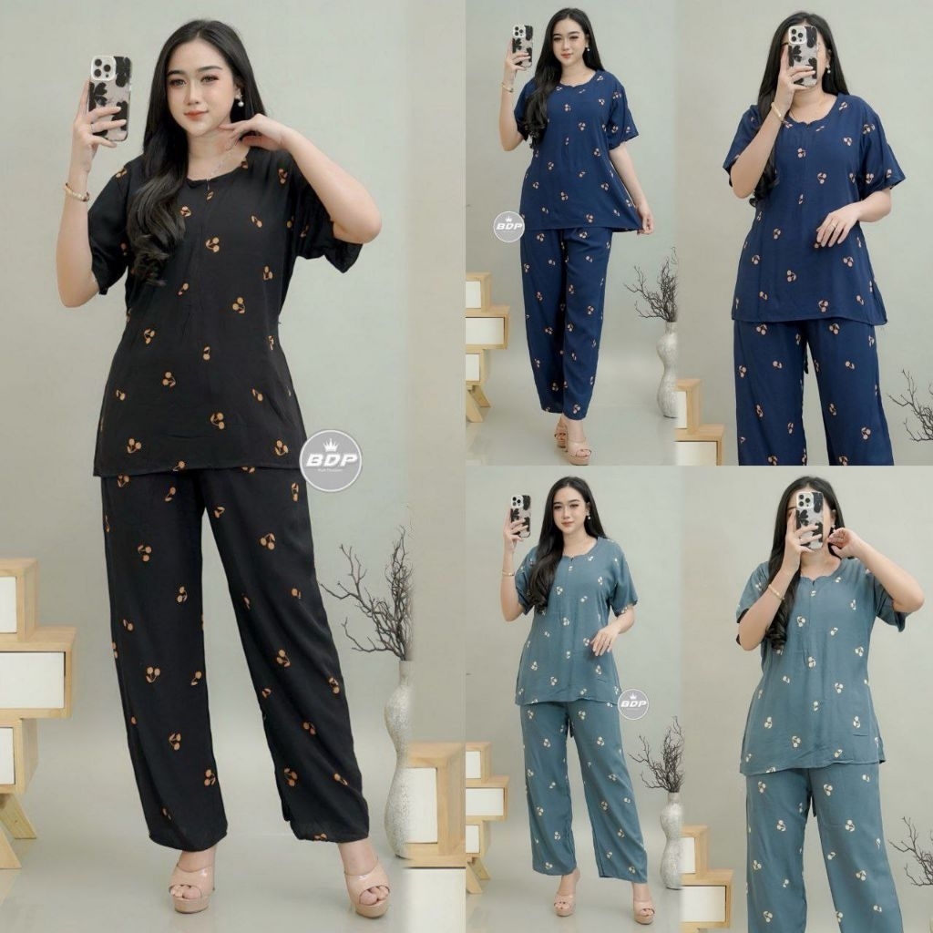 Setelan One set Piyama Rayon Premium Terbaru Batik Baju Tidur Wanita