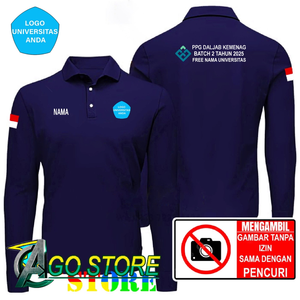Kaos Kerah Model Polo Baju Kerah PPG DALJAB KEMENAG BATCH 2 TAHUN 2025 FREE NAMA UNIVERSITAS Kaos Wa